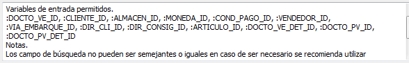 Variables permitidas