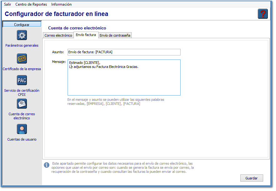 Envío factura